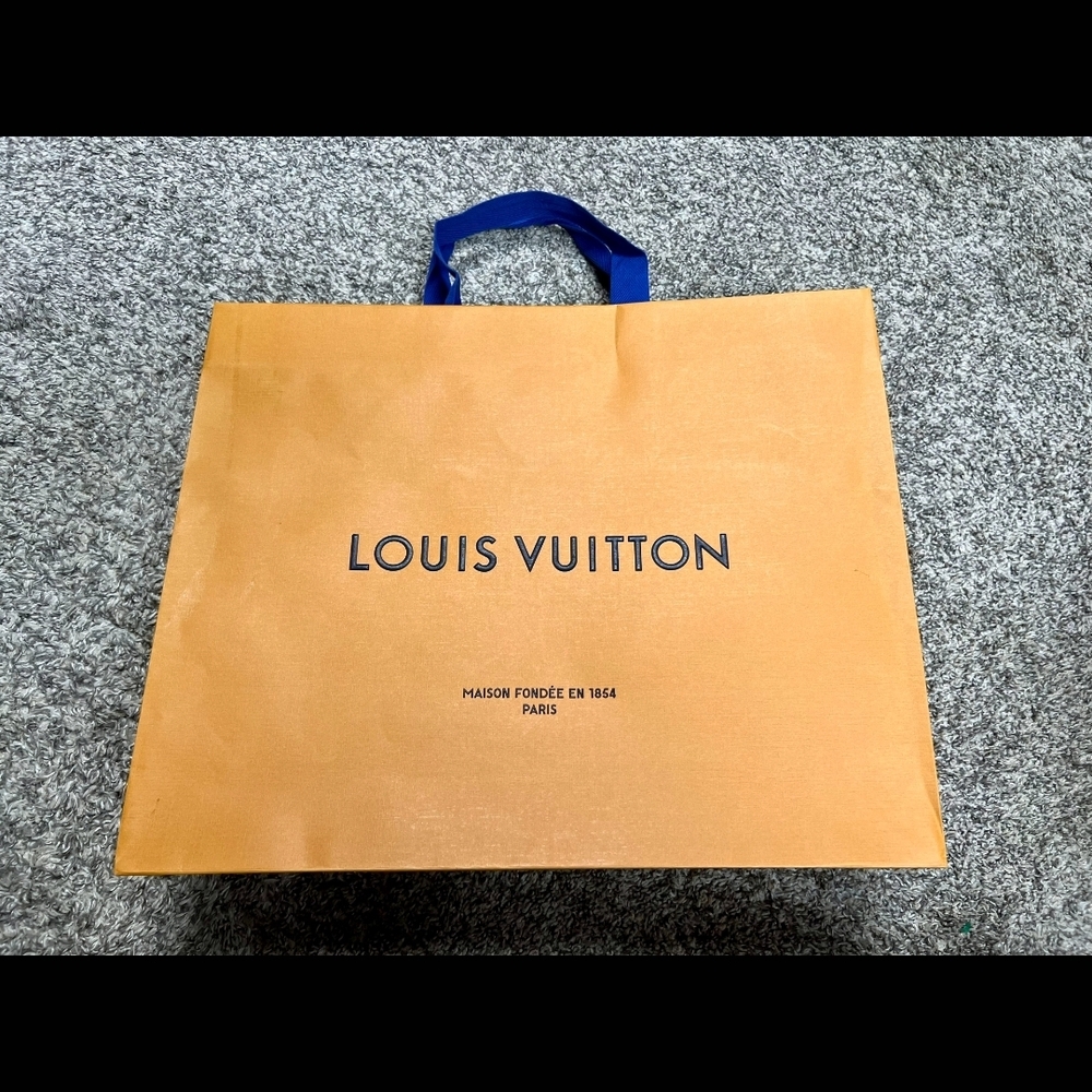 Louis Vuitton Tan Gift Bag with Blue Handles